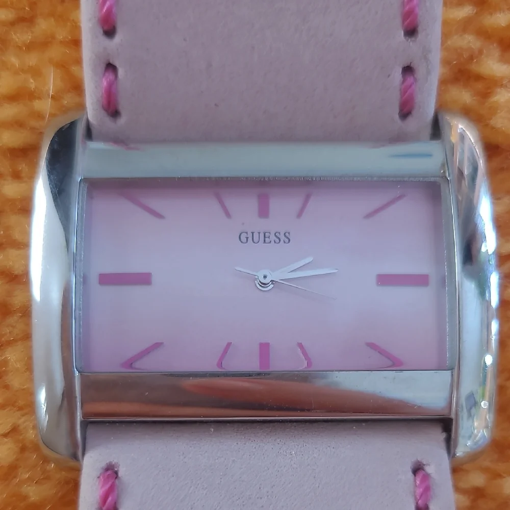 GUESS TANK Silver and Pink Women's Watch